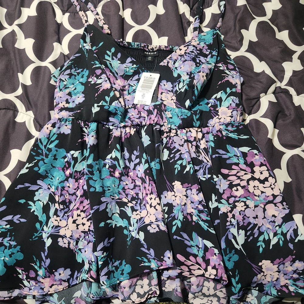 Torrid Black Floral Blouse